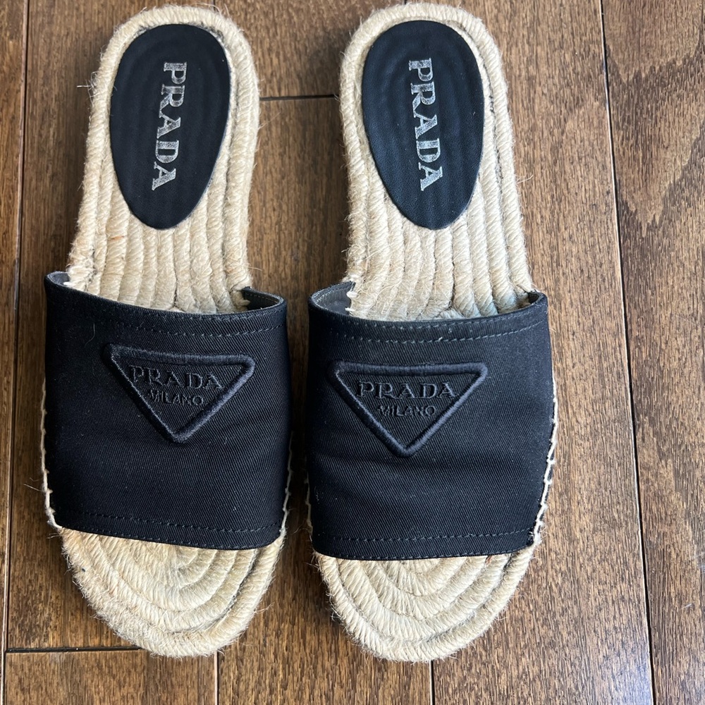 Prada flat espadrille slides